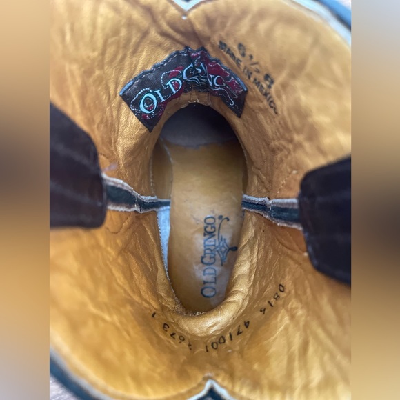 Old Gringo Cowboy Boots Brown Leather Embroidered Flame - Picture 10 of 12